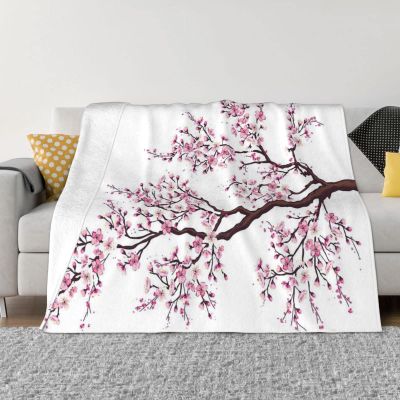 Cherry Blossom Tree Fleece Throw Blanket for Couch
