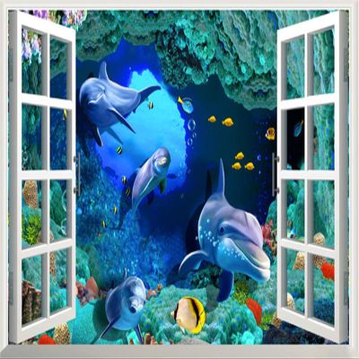 5D Diamond Painting Dolphin Outside the Window, 60 x 80 cm