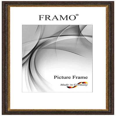 FRAMO N083 Baroque Picture Frame 45 x 60 cm, Solid Wood, Antique Black & Gold