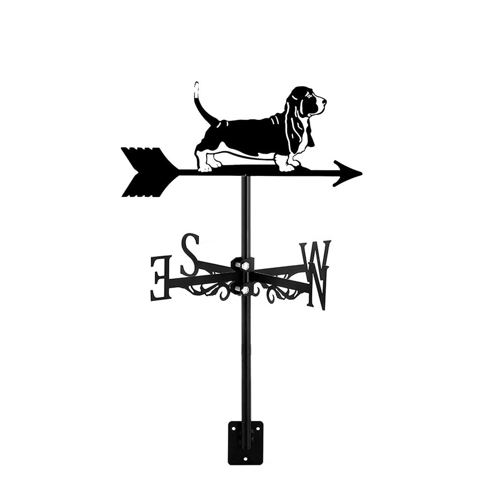 ZNEL Black Metal Basset Hound Weather Vane