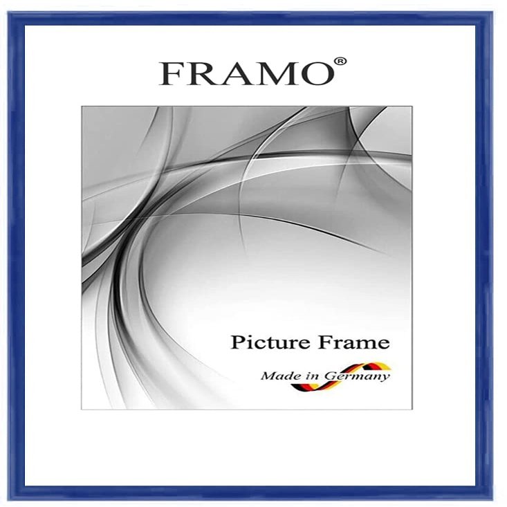FRAMO N118 Slim Solid Wood Picture Frame 32 x 50 cm, Glossy Dark Royal Blue