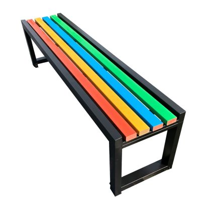 MZQMK Rainbow-Colored Park Bench, Waterproof Shower Bench, Backless Bench for Lawn, Park, Deck (Color: Black, Size: 1.2 m)