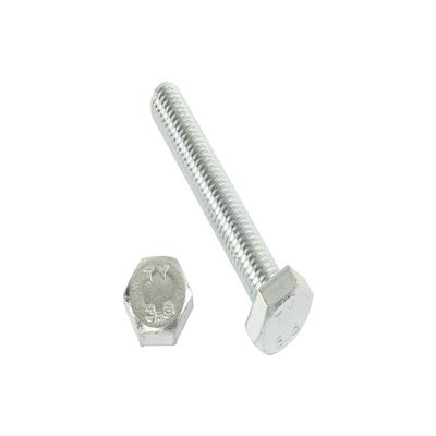 5 Galvanized Hex Bolts DIN 933 8.8 M4 x 20
