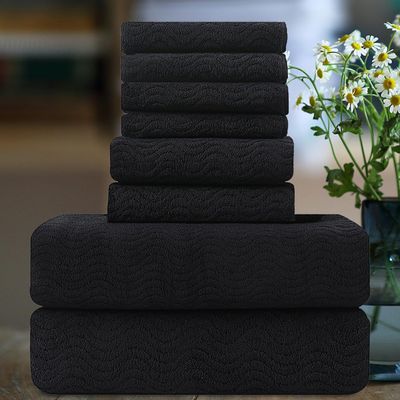 Ultra-Soft 8-Piece Textured Bath Towel Set, Black