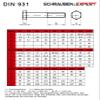 100 Hex Bolts with Shank - DIN 931 8.8 M16 x 170, Zinc-Plated view 3