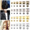 50 Sets Pyramid-Shaped Square Metal Studs for Clothing, Shoes and Bags, Silver, 7 mm view 4