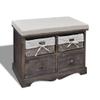 HOMIUSE 62 x 33 x 42 cm Storage Bench with Cushioned Seat, 4 Storage Compartments, Brown Paulownia Wood view 1