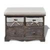 HOMIUSE 62 x 33 x 42 cm Storage Bench with Cushioned Seat, 4 Storage Compartments, Brown Paulownia Wood view 2