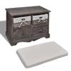 HOMIUSE 62 x 33 x 42 cm Storage Bench with Cushioned Seat, 4 Storage Compartments, Brown Paulownia Wood view 3