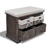 HOMIUSE 62 x 33 x 42 cm Storage Bench with Cushioned Seat, 4 Storage Compartments, Brown Paulownia Wood view 4