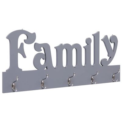 MOONAIRY Wall-Mounted Coat Rack, Coat Rack Rail, Wall-Mounted Clothes Rail, Coat Hook Rail, FAMILY Gray 74 x 29.5 cm