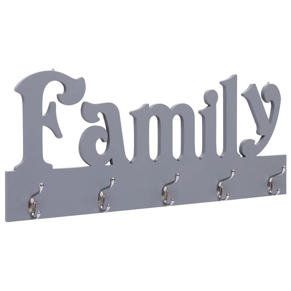 MOONAIRY Wall-Mounted Coat Rack, Coat Rack Rail, Wall-Mounted Clothes Rail, Coat Hook Rail, FAMILY Gray 74 x 29.5 cm