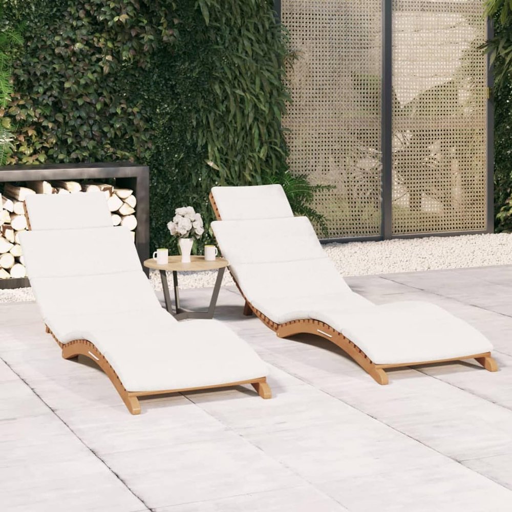 Chusui Set of 2 Teak Sun Loungers with Cushions