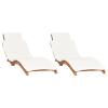 Chusui Set of 2 Teak Sun Loungers with Cushions view 2