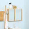kleankin Mirrored Bathroom Cabinet, 3 Shelves, Double Doors, 65.2 x 14 x 50 cm, Natural view 2