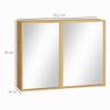 kleankin Mirrored Bathroom Cabinet, 3 Shelves, Double Doors, 65.2 x 14 x 50 cm, Natural view 3