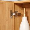 kleankin Mirrored Bathroom Cabinet, 3 Shelves, Double Doors, 65.2 x 14 x 50 cm, Natural view 4