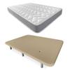 Durmete Online Complete Bed with Reversible Viscotec Mattress, Reinforced Upholstered Base, 6 Legs, Beige, 150 x 190 cm view 1
