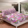 4-Piece King Size Unicorn Bedding Set, Rainbow Unicorn, Clouds, Pink view 3