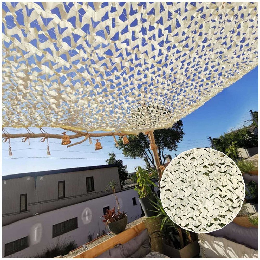 DLLY Camouflage Sun Shade Net, Reinforced Military Camo Net, Beige, 2x3/3x6/4x5/4x8 m, 9x12 m (29.5 x 39.4 ft)