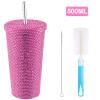 BestAlice 500 ml Studded Diamond Glitter Tumbler with Lid and Straw view 2