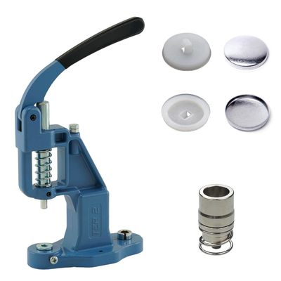 Button Press Set with Lever Press, 26/16 mm Tool and 50 White Plastic Blanks