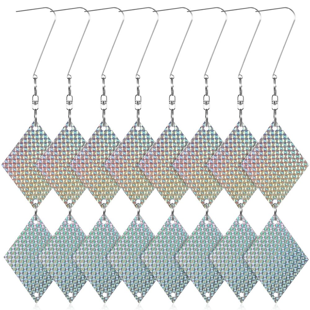 TEHAUX 32-Piece Plastic Diamond Bird Deterrent Discs for Outdoor Use