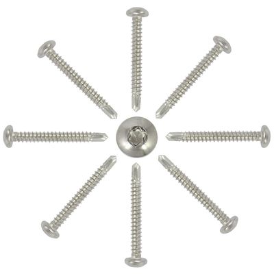 10 Stainless Steel V2A Pan-Head Self-Drilling Screws 4.8 x 16 mm, DIN 7504 Form M, TORX