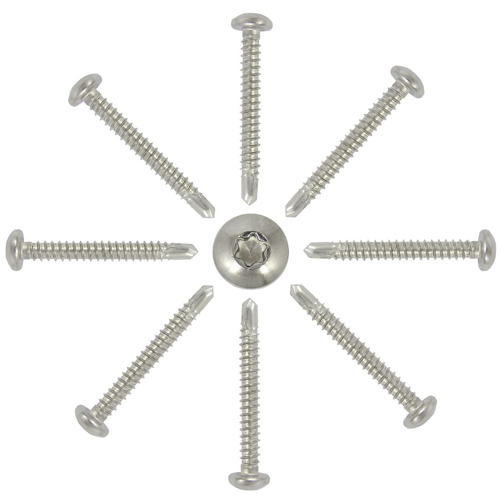 10 Stainless Steel V2A Pan-Head Self-Drilling Screws 4.8 x 16 mm, DIN 7504 Form M, TORX
