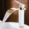 Bathroom Sink Faucet, Gold and White, Waterfall Design, Short view 1