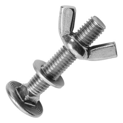 Techtanium M10 x 65/65 mm Carriage Bolts with A2 Stainless Steel Wing Nuts and Washers, 5-Piece Set | DIN 603, Similar to DIN 315 & DIN 125