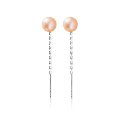 BEDT Authentic 925 Sterling Silver Synthetic Pearl Linked Stick Earrings for Women