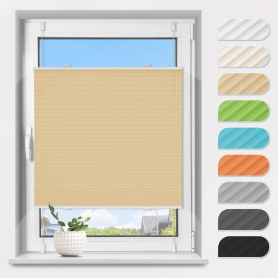 TFSKY Cream Pleated Blind, Clamp-Fix, No Drilling, W80 x H200 cm
