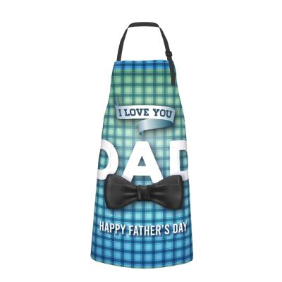 AOOEDM I Love You Dad Happy Father's Day Apron, Adjustable Apron with 2 Pockets for Women and Men, Waterproof Apron for Kitchen, Painting and Gardening