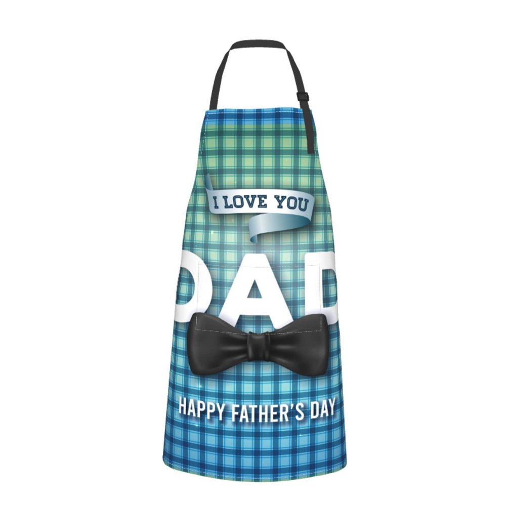 AOOEDM I Love You Dad Happy Father's Day Apron, Adjustable Apron with 2 Pockets for Women and Men, Waterproof Apron for Kitchen, Painting and Gardening