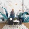 Photo Wallpaper 400 cm W × 280 cm H, Non-Woven, Rainforest Marble Plant Leaves and Sun view 2