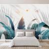 Photo Wallpaper 400 cm W × 280 cm H, Non-Woven, Rainforest Marble Plant Leaves and Sun view 3