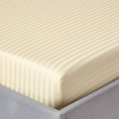 3-Piece King-Size Fitted Sheet Set, 400 Thread Count, 100% Egyptian Cotton, Ivory Stripe