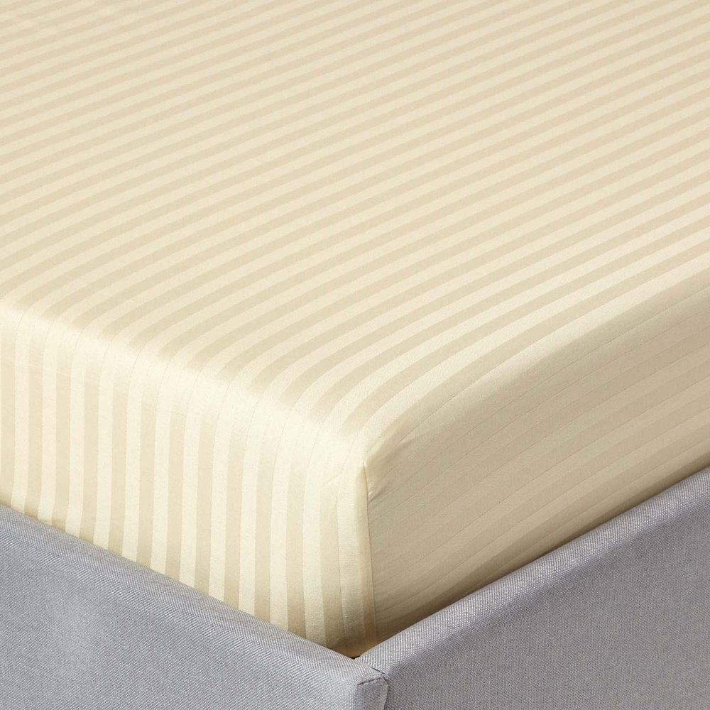 3-Piece King-Size Fitted Sheet Set, 400 Thread Count, 100% Egyptian Cotton, Ivory Stripe