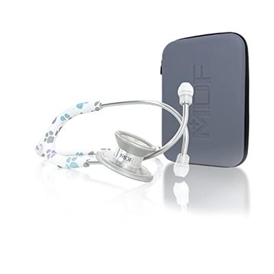 MDF Instruments MD One Epoch Lightweight Titanium Stethoscope for Adults, with Free Replacement Parts Guarantee and Carrying Case, Paws | Silver MDF777TPW