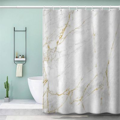 VASENA 3D Geometric Marble Shower Curtain, 180 x 180 cm