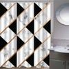 VASENA Mold-Resistant Shower Curtain 240 x 200 cm, Waterproof 3D Marble Geometric Abstract Art Polyester Curtain with 12 Hooks view 2