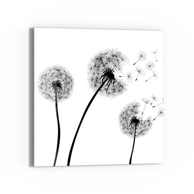 DEQORI Glass Magnetic Board | 30 x 30 cm | Black Dandelion Design | Glass Memo Board with Magnets, Marker & Cloth | Magnetic & Writeable for Kitchen & Office