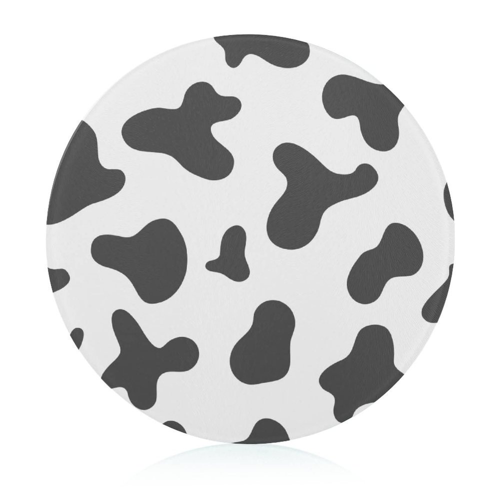 Cow Round Cutting Board, Non-Slip Kitchen Board for Serving and Cutting, 20 cm