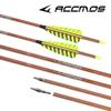 ACCMOS ID 6.2 mm Woodgrain Carbon Arrows, 4" Yellow Stripe Shield Feathers, Spine 700, 6-Pack view 2