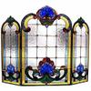 PURRL Stained Glass–Style Fireplace Screen, 31 in H x 40 in W, Decorative Little Surprise view 3