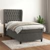 vidaXL Box Spring Bed with Mattress Dark Gray 90 x 200 cm Velvet view 2