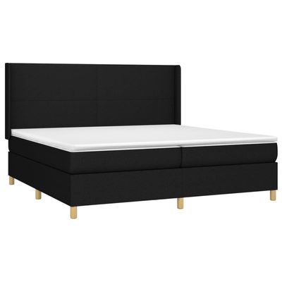 vidaXL Box Spring Bed with Mattress Black 200 x 200 cm Fabric