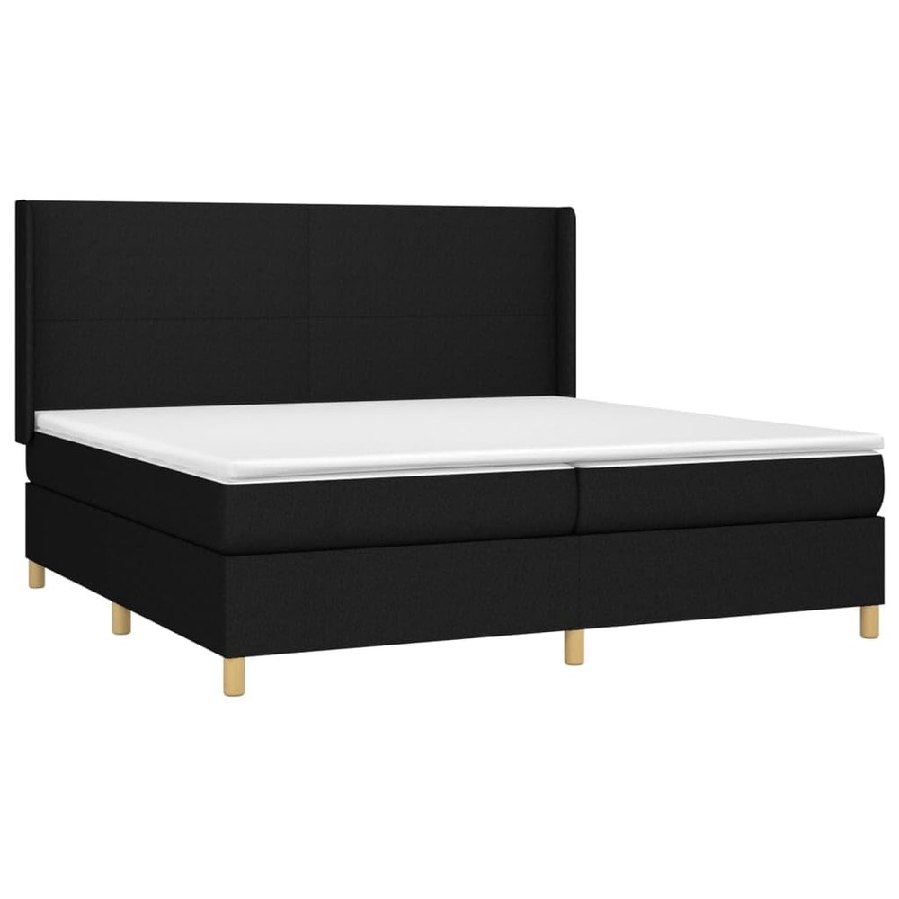 vidaXL Box Spring Bed with Mattress Black 200 x 200 cm Fabric