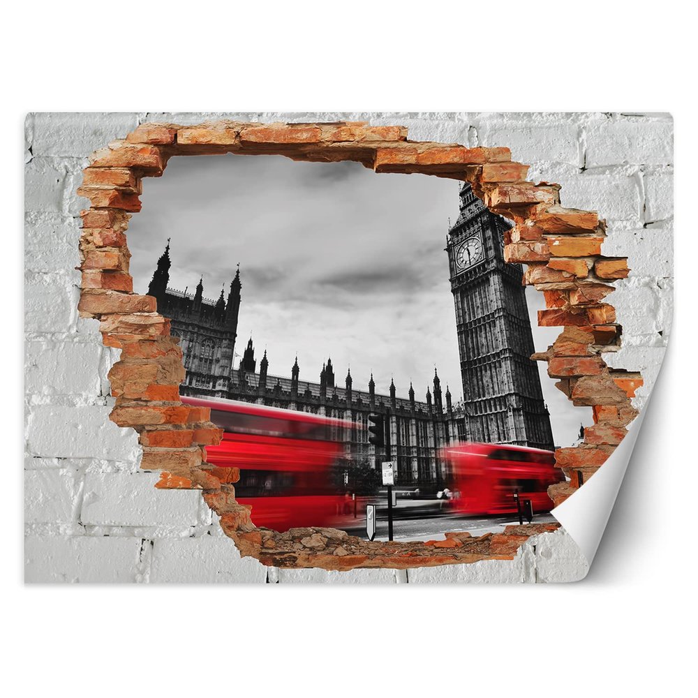 Feeby Photo Wallpaper Abstract City Hole in the Wall 450 x 315 cm Red XXL Nonwoven